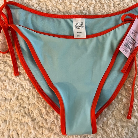 Wild Fable Sky Blue Bikini Bottom with Red Edges - Picture 1 of 4